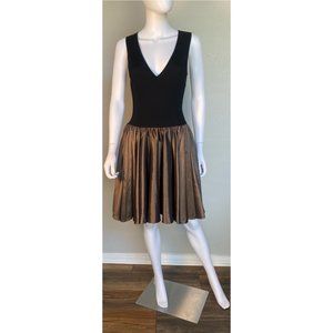 Halston Heritage Black and Gold Cocktail Dress